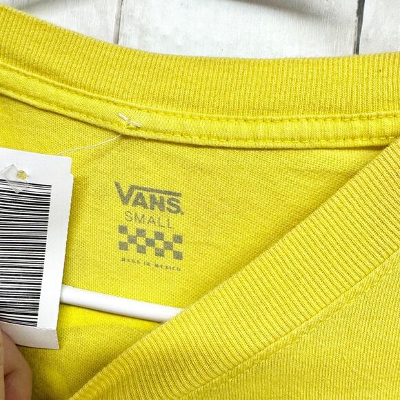 VANS Top Women Size Small Cotton Crewneck Graphic Long Sleeve Yellow Graphic - Picture 2 of 4